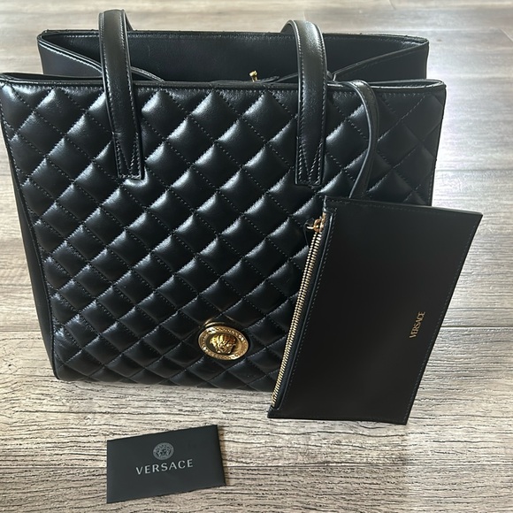 Versace Handbags - Versace Medusa Quilted Nappa Tote Bag and Attached Wallet Pouch
